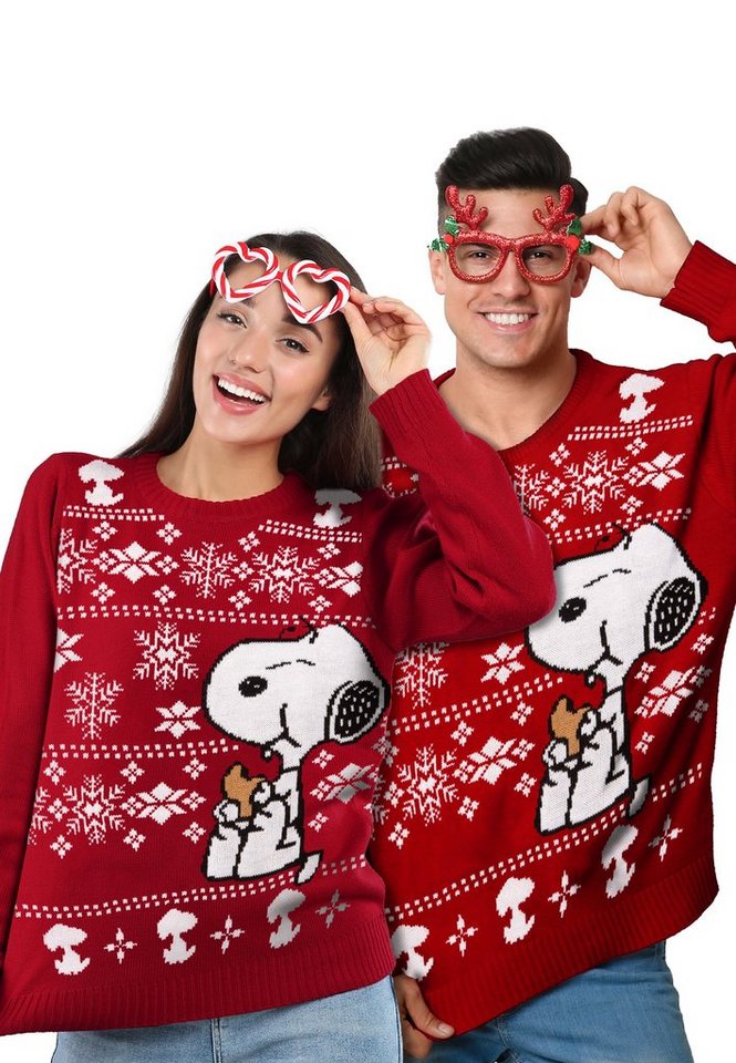 United Labels® Weihnachtspullover Peanuts Snoopy - Cookie und Schneeflocken - Ugly Sweater, Winter