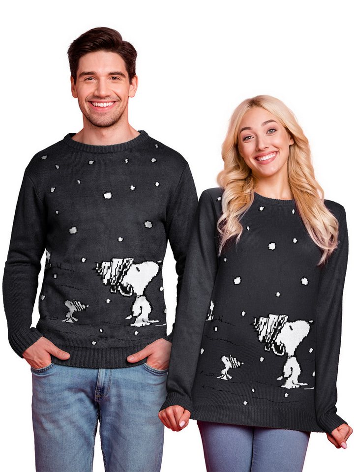 United Labels® Weihnachtspullover The Peanuts Winterpullover- Ugly Sweater Unisex Grau