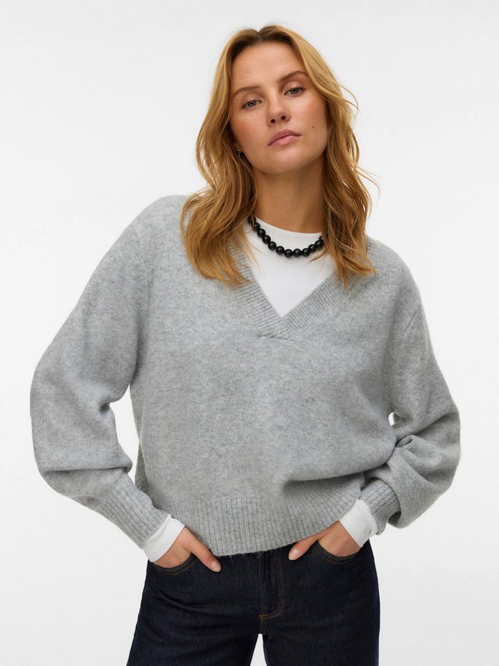 Vero Moda V-Ausschnitt-Pullover VMBOOM LS V-NECK PULLOVER NOOS