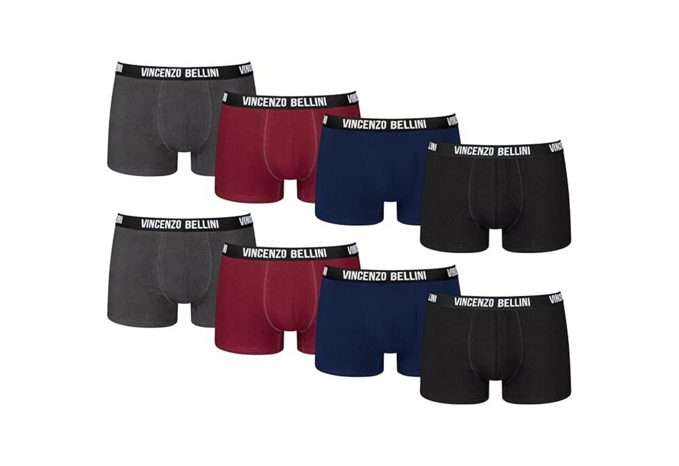 Vincenzo Bellini Boxershorts aus Baumwolle - 3 Farbvarianten - Herren Unterhose (Männer Unterwäsche Spar-Set, 8-St., 8er Set) Doppelt genäht - Ergonomisch & Langlebig - ohne kratzenden Zettel