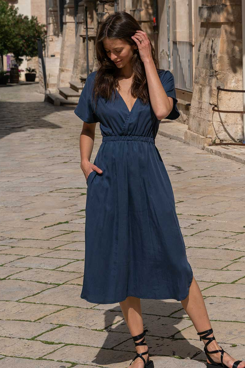 Widda Damen vegan Kleid Joan Smoky Blue