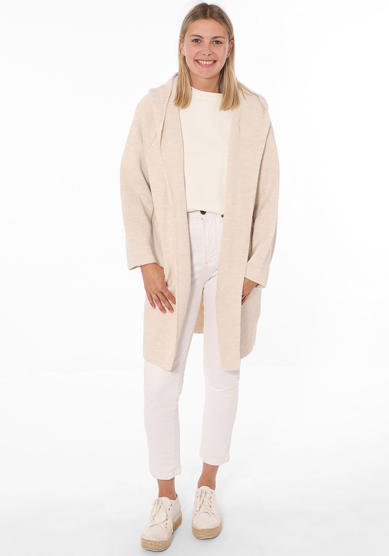 Zwillingsherz Strickjacke Langarm, bequem, Taschen, One Size, ohne Verschluss, Kapuze