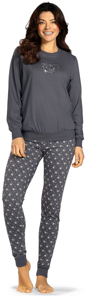 comtessa Schlafanzug Lovely Dreams (Set, 2 tlg., 2-teilig) Damen Pyjama lang Baumwolle Langarm Bündchen große Größen