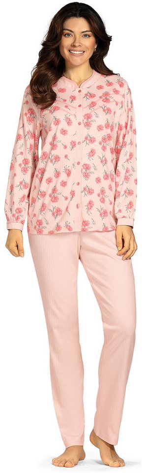 comtessa Schlafanzug Lovely Dreams (Set, 2 tlg., 2-teilig) Damen Pyjama lang Baumwolle Langarm Interlock geknöpft große Größen
