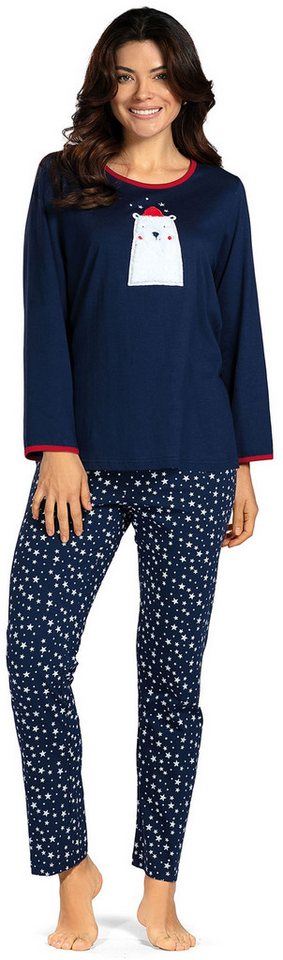 comtessa Schlafanzug Lovely Dreams (Set, 2 tlg., 2-teilig) Damen Pyjama lang Baumwolle Langarm große Größen