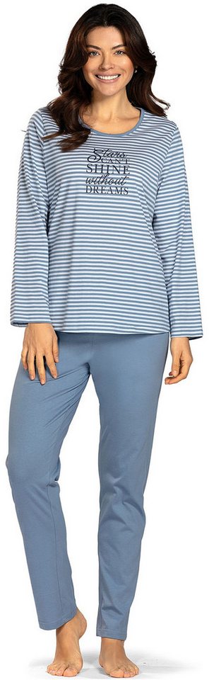 comtessa Schlafanzug Mellow Luxe (Set, 2 tlg., 2-teilig) Damen Pyjama lang Baumwolle Langarm auch große Größen