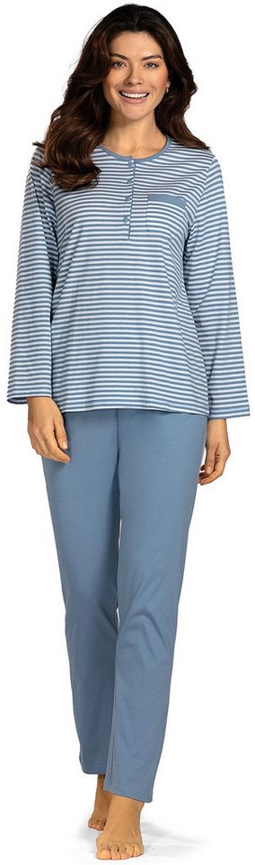 comtessa Schlafanzug Mellow Luxe (Set, 2 tlg., 2-teilig) Damen Pyjama lang Baumwolle Langarm geknöpft auch große Größen