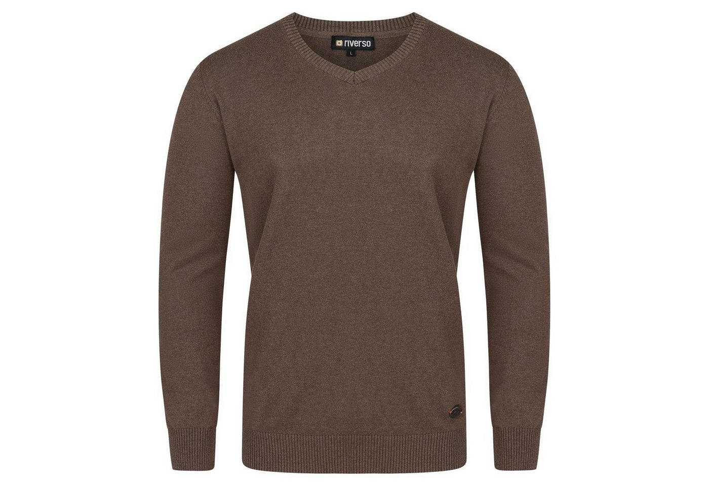 riverso Sweatshirt Herren V-Neck Pullover RIVEmil Regular Fit Organic Cotton Bio Basic Longsleeve Shirt aus 100% Baumwolle