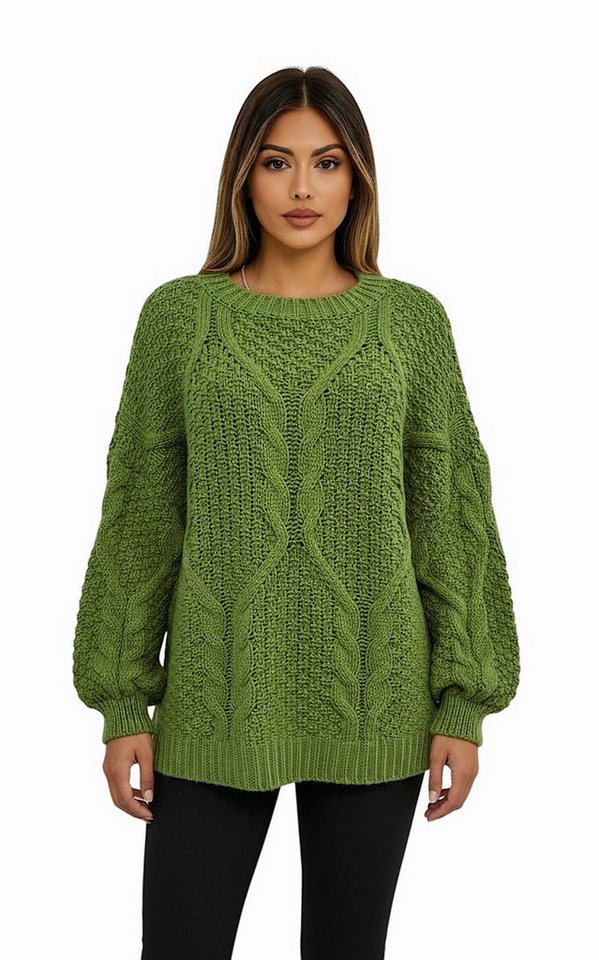 Worldclassca Longpullover WORLDCLASSCA Oversize Strickpulllover Lang Zopf Muster Dick Winter Neue Kollektion - Stilvolle und gemütliche Strickmode für Damen