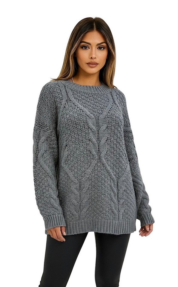 Worldclassca Longpullover WORLDCLASSCA Oversize Strickpulllover Lang Zopf Muster Dick Winter Neue Kollektion - Stilvolle und gemütliche Strickmode für Damen