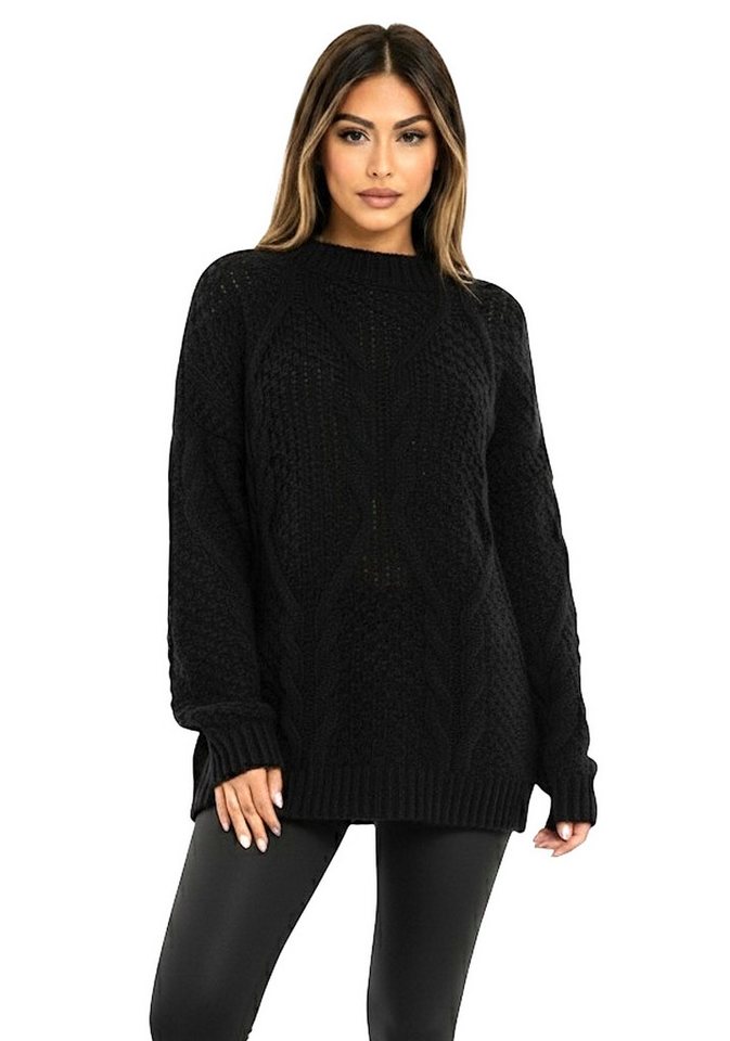 Worldclassca Longpullover WORLDCLASSCA Oversize Strickpulllover Lang Zopf Muster Dick Winter Neue Kollektion - Stilvolle und gemütliche Strickmode für Damen