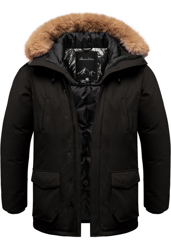 Amaci&Sons Winterjacke NORWALK Winterjacke Herren Gefütterte Dicke Glanz Winter Jacke Mantel Parka mit Kapuze