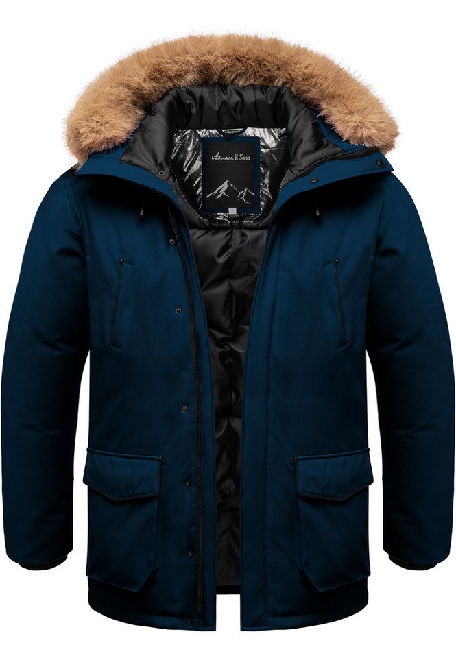 Amaci&Sons Winterjacke NORWALK Winterjacke Herren Gefütterte Dicke Glanz Winter Jacke Mantel Parka mit Kapuze