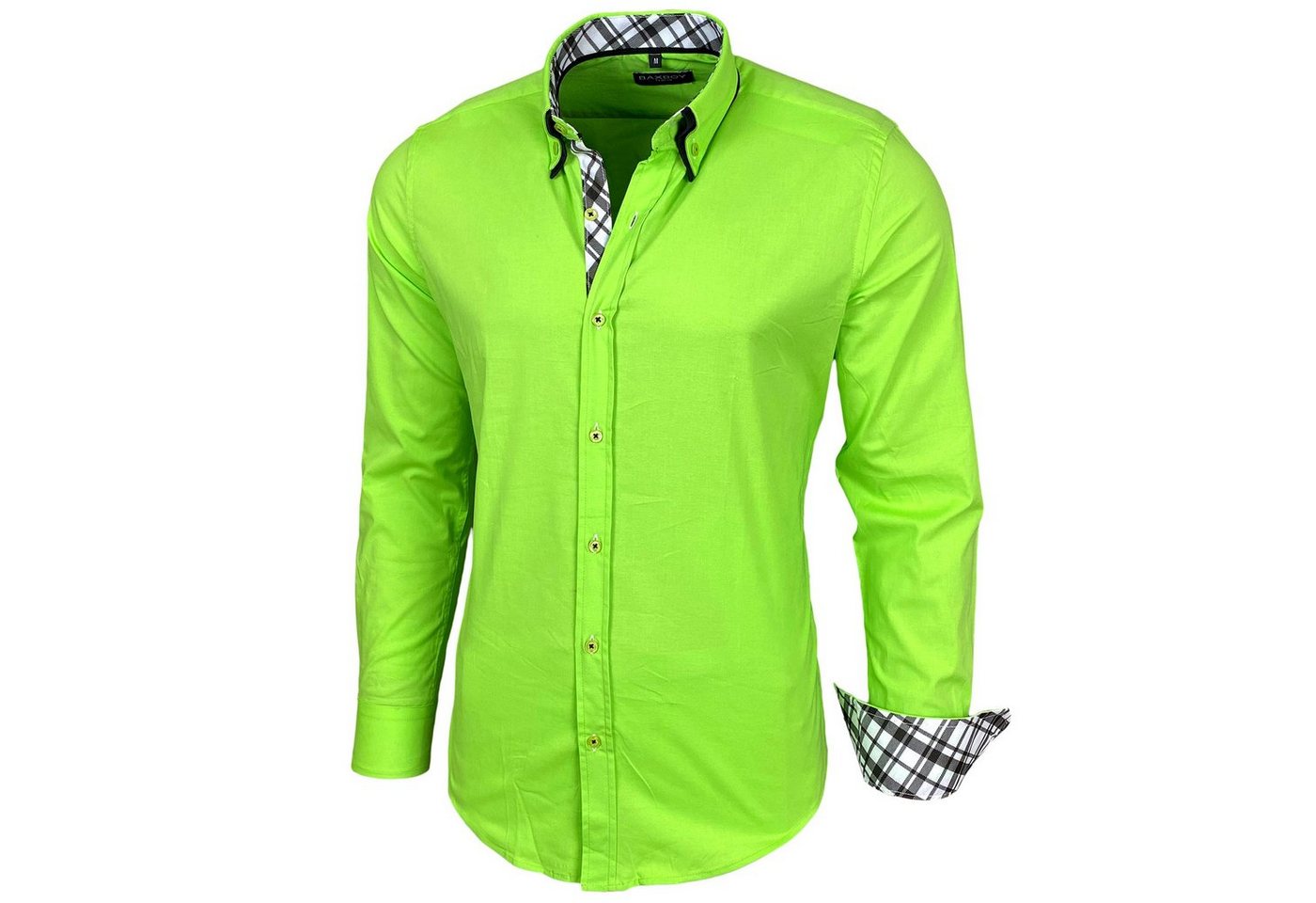Baxboy Langarmhemd Baxboy Herren Hemd Kentkragen Hemden Slim Fit Anzug Kontrasten B 507