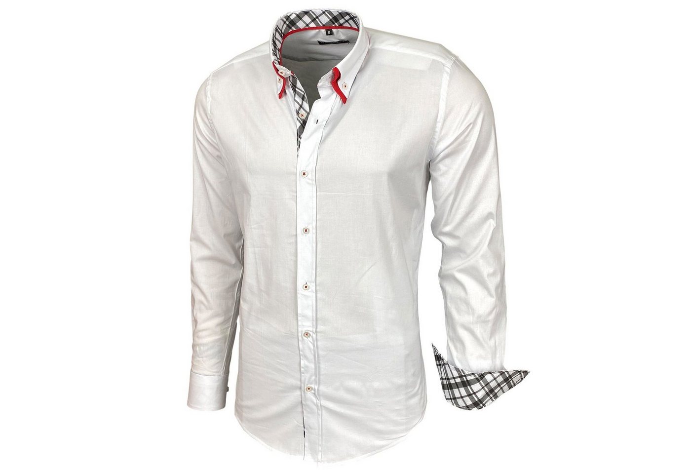 Baxboy Langarmhemd Baxboy Herren Hemd Kentkragen Hemden Slim Fit Anzug Kontrasten B 507