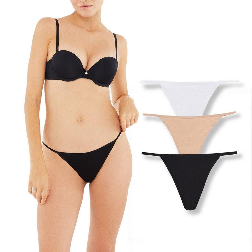 Dagi Tangaslip Stringtangas für Damen aus Baumwolle Frauen Unterwäsche 3er pack