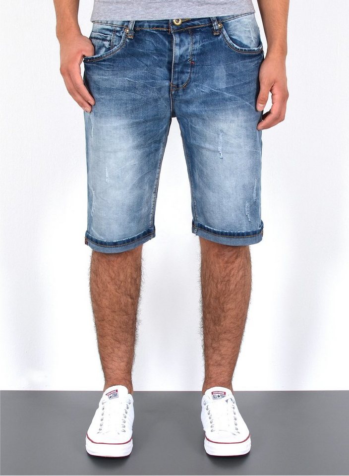ESRA Jeansshorts Jeans Shorts Herren Jeansshorts Stretch Sommer Hose bis Übergröße Herren Jeans Shorts Herren Sommerhose Stretch Hose Herren Capri Jeans
