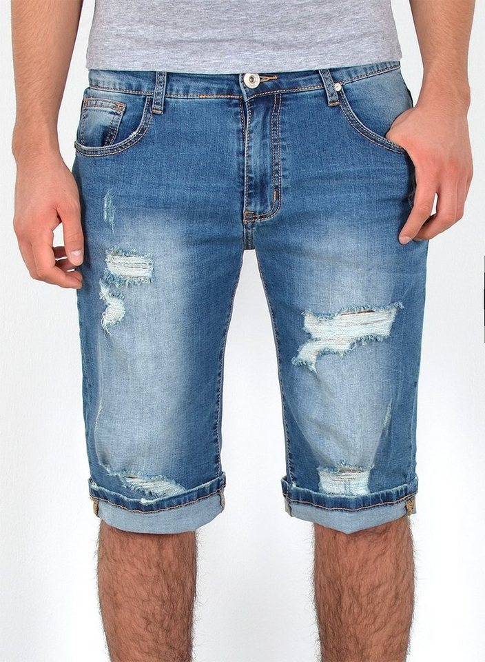 ESRA Jeansshorts Jeans Shorts Herren Jeansshorts Stretch Sommer Hose bis Übergröße Herren Jeans Shorts Herren Sommerhose Stretch Hose Herren Capri Jeans