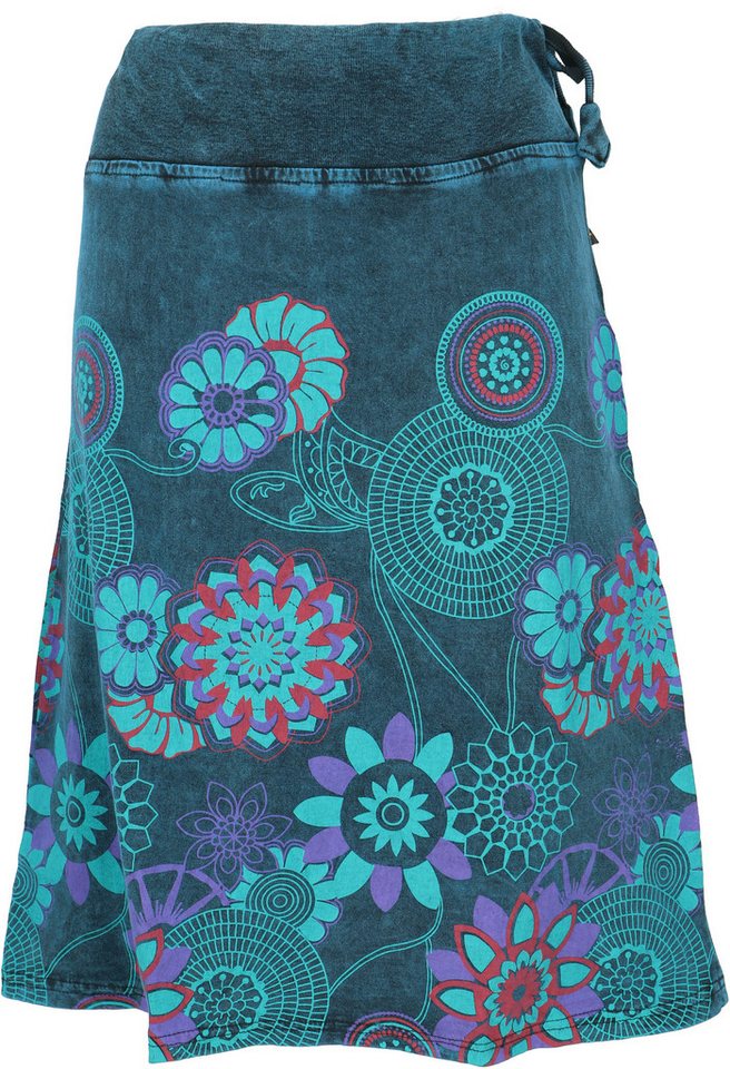 Guru-Shop Minirock Knielanger Rock Boho chic, farbenfroher Retro.. alternative Bekleidung