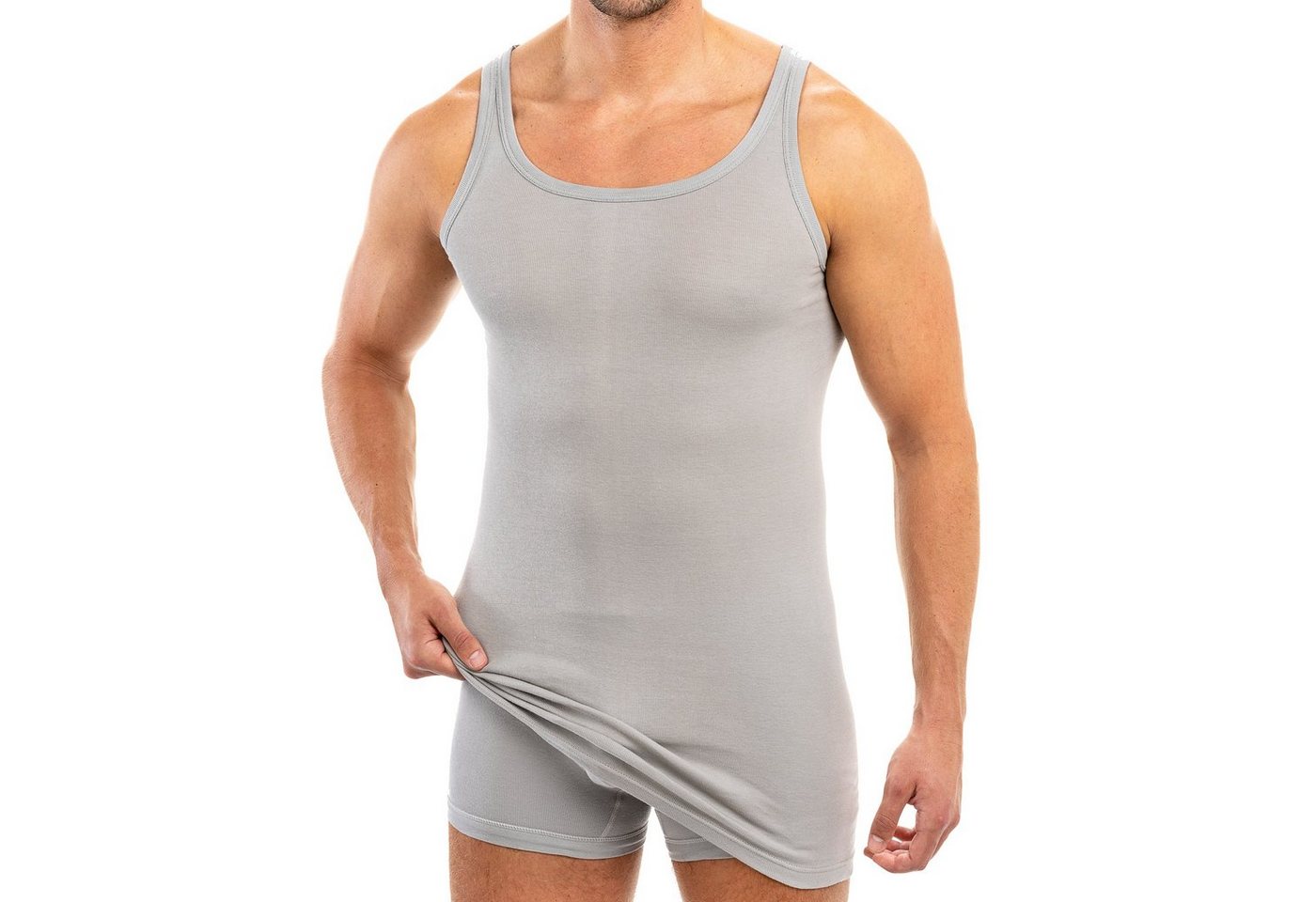 HERMKO Unterhemd 3007 extralanges Herren Unterhemd (10 cm) Achselhemd aus Baumwolle