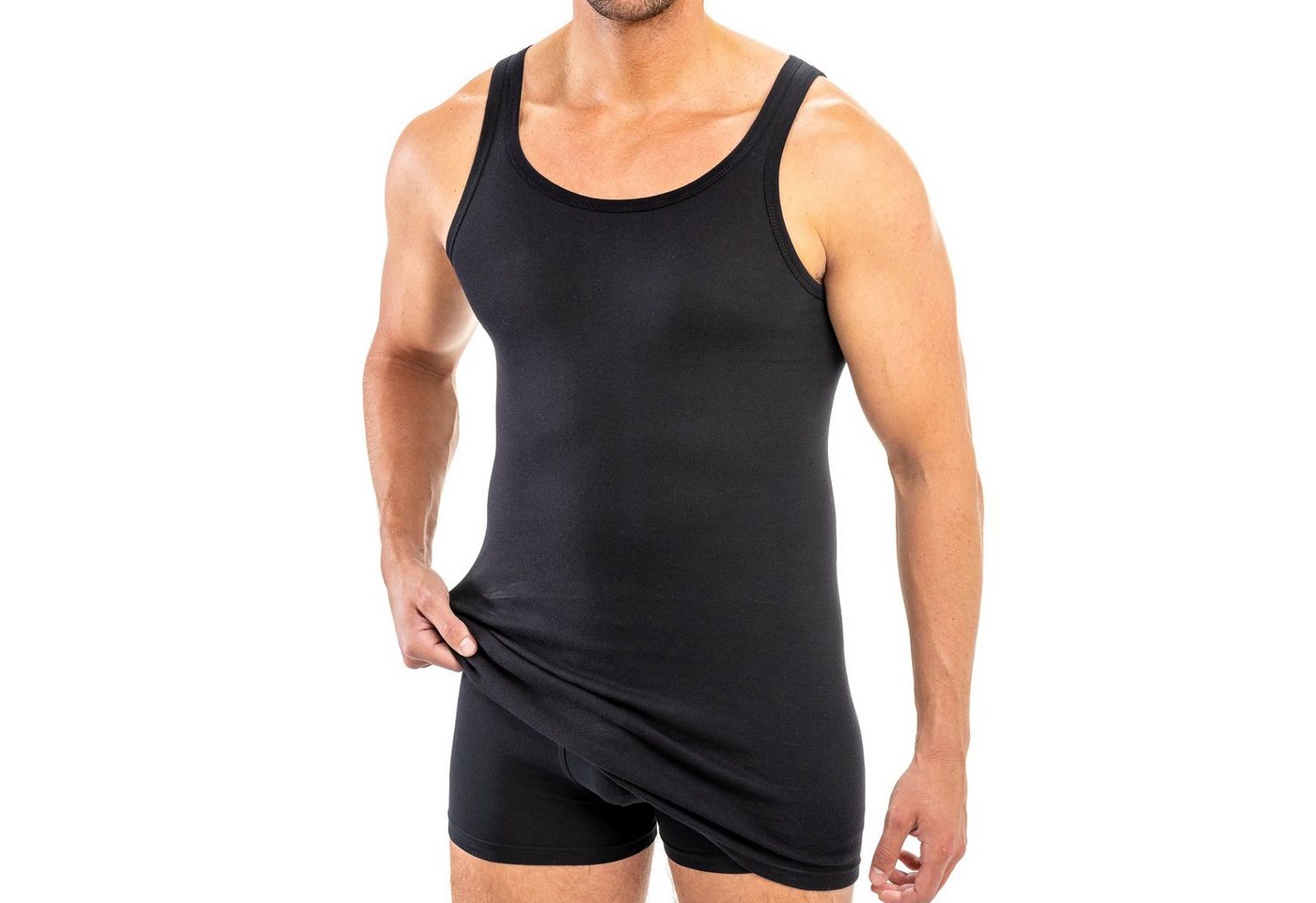 HERMKO Unterhemd 3007 extralanges Herren Unterhemd (10 cm) Achselhemd aus Baumwolle