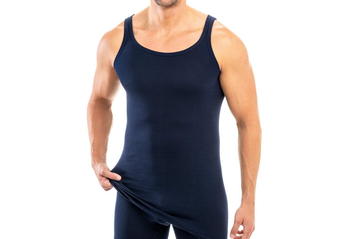 HERMKO Unterhemd 3007 extralanges Herren Unterhemd (10 cm) Achselhemd aus Baumwolle