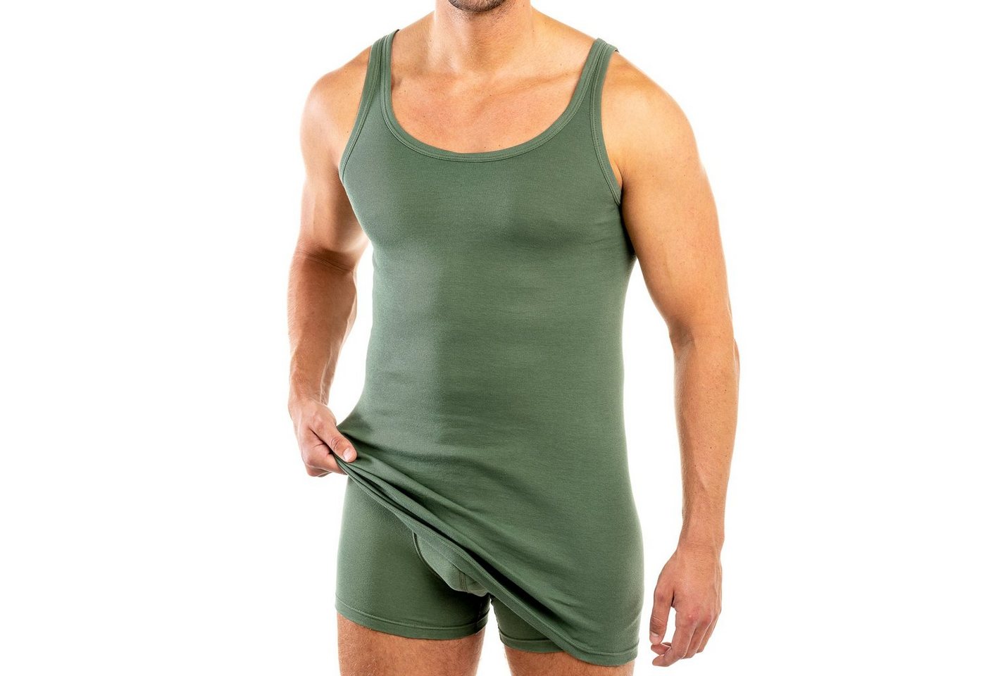 HERMKO Unterhemd 3007 extralanges Herren Unterhemd (10 cm) Achselhemd aus Baumwolle