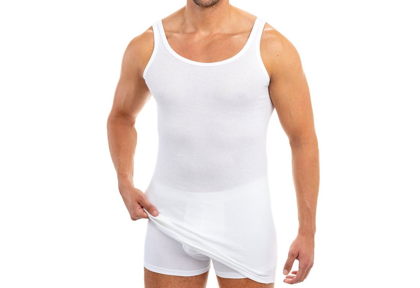 HERMKO Unterhemd 3007 extralanges Herren Unterhemd (10 cm) Achselhemd aus Baumwolle