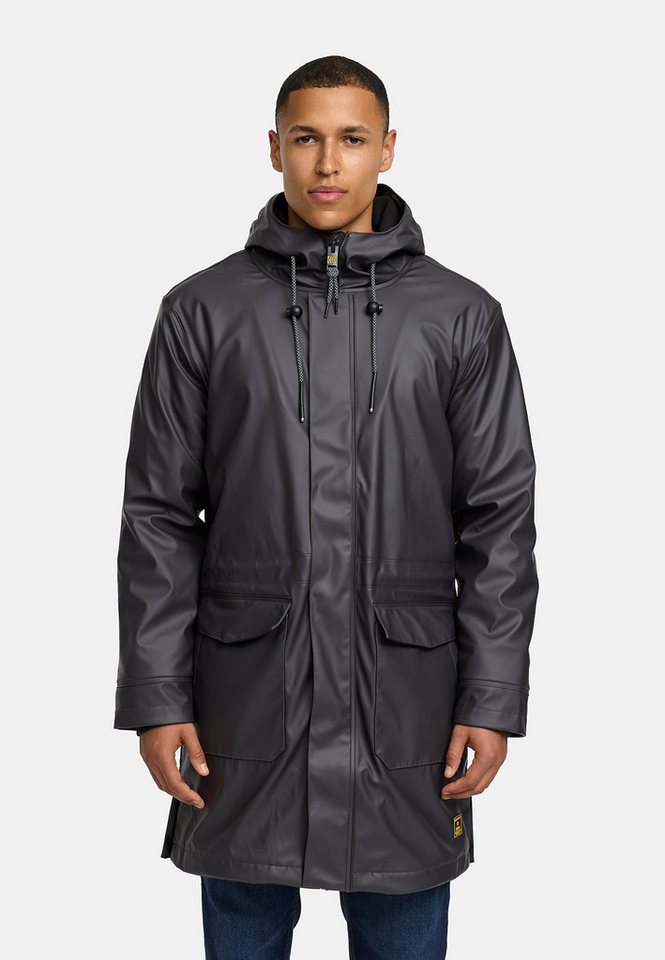 Indicode Regenmantel Herren INTommy Nässeschutz Herrenjacke mit Kapuze und vielen funktionalen Taschen