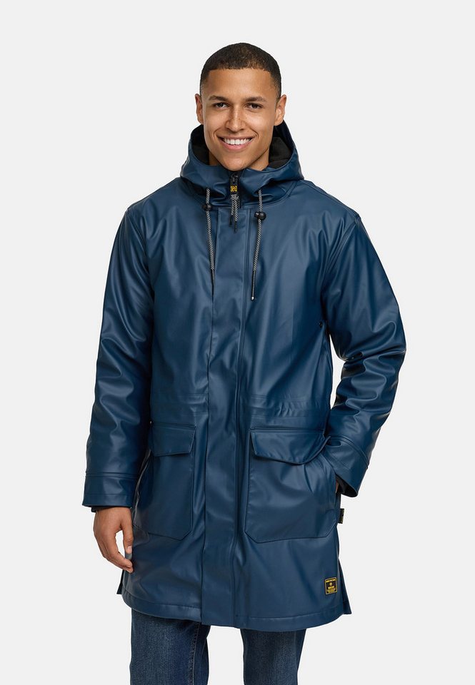 Indicode Regenmantel Herren INTommy Nässeschutz Herrenjacke mit Kapuze und vielen funktionalen Taschen