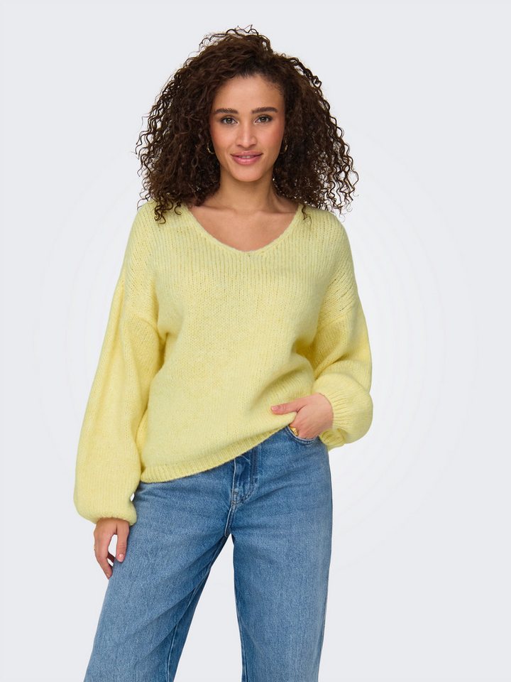 JDY V-Ausschnitt-Pullover JDYDINEA L/S REVERSIBLE PULLOV. KNT NOOS Kunstfaser, regular fit