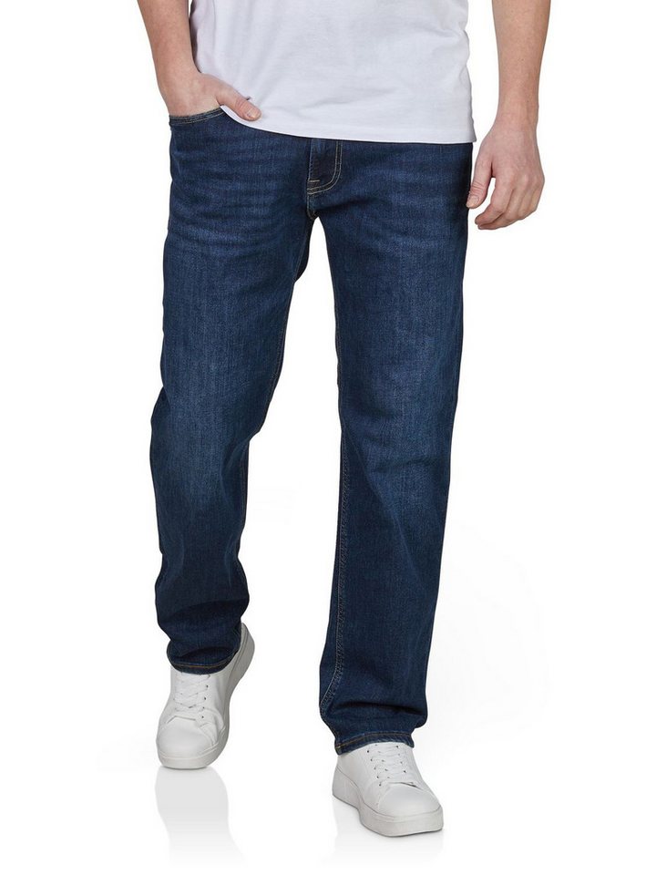 Jack & Jones Straight-Jeans Herren Jeanshose JJICLARK Straight Fit Denim Hose mit Stretch