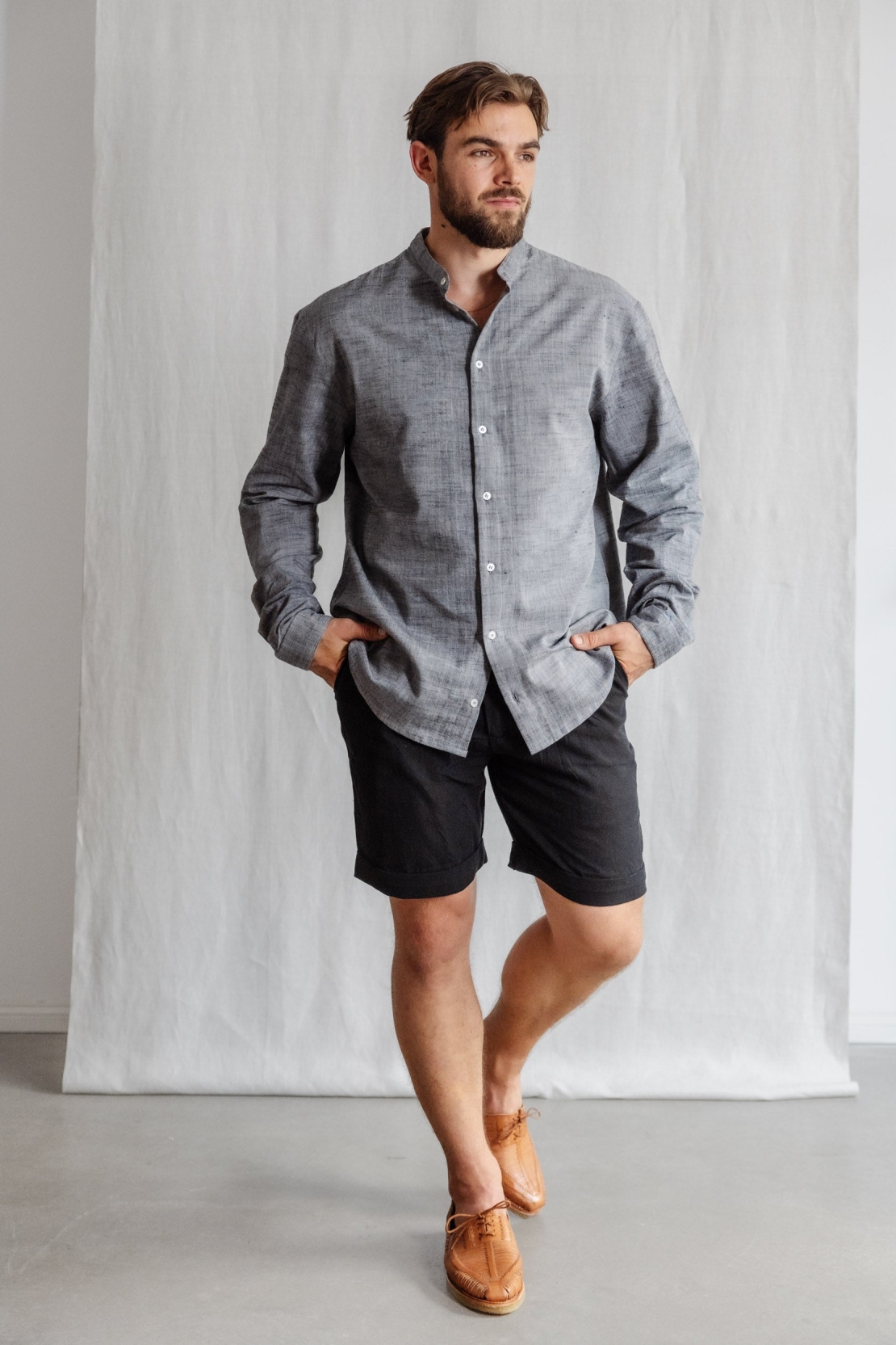 Jyoti Fair Works Herren vegan Hemd Harish Grau