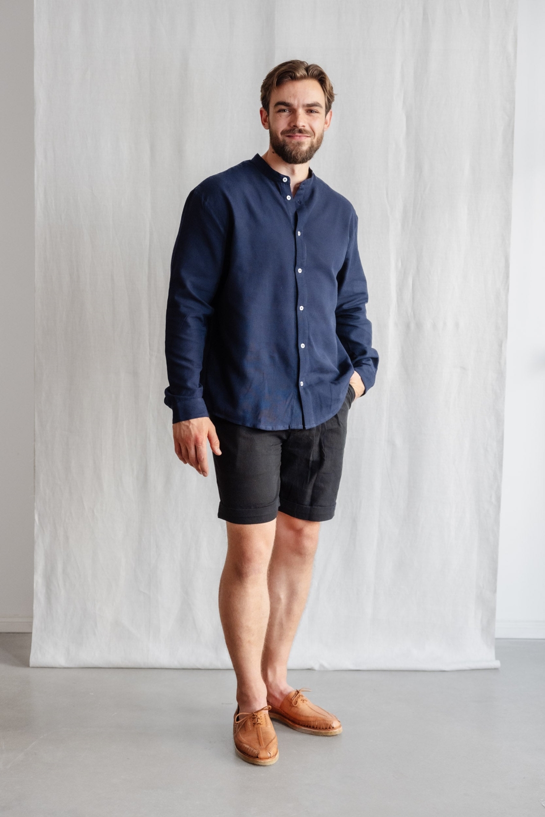 Jyoti Fair Works Herren vegan Hemd Harish Nachtblau