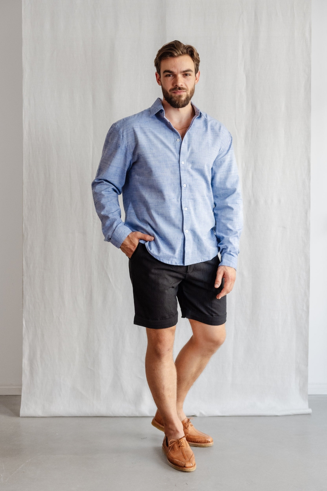 Jyoti Fair Works Herren vegan Hemd Himat Hellblau