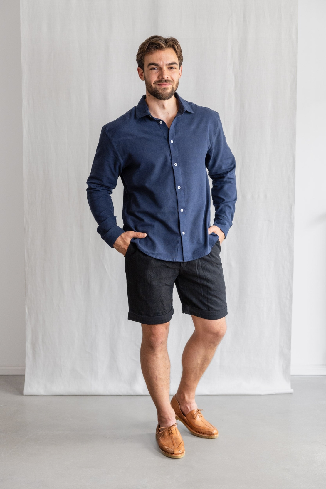 Jyoti Fair Works Herren vegan Hemd Himat Nachtblau