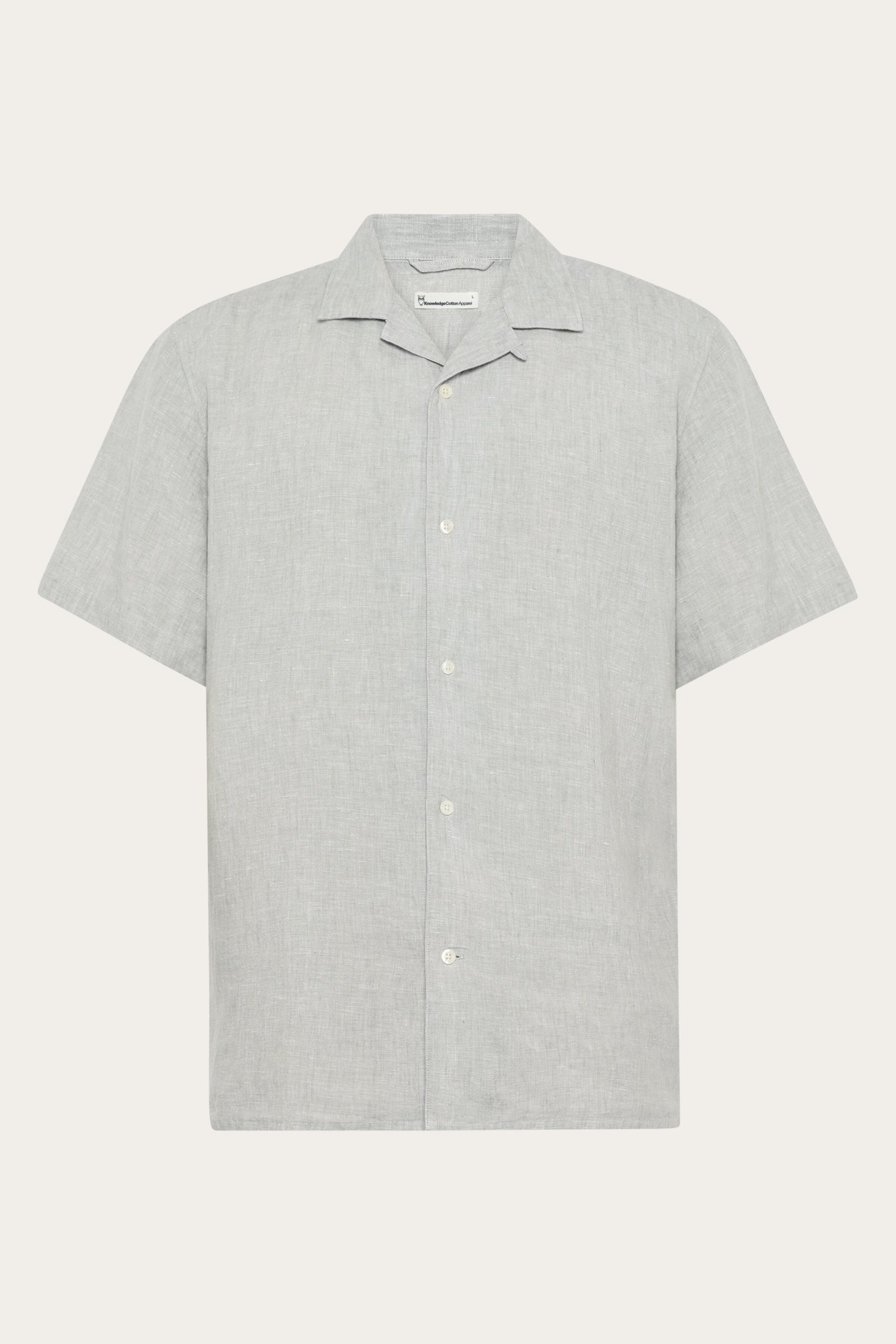 KnowledgeCotton Apparel Herren vegan Hemd Mit Kurzen Ã"rmeln Box Fit Ultimate Grau