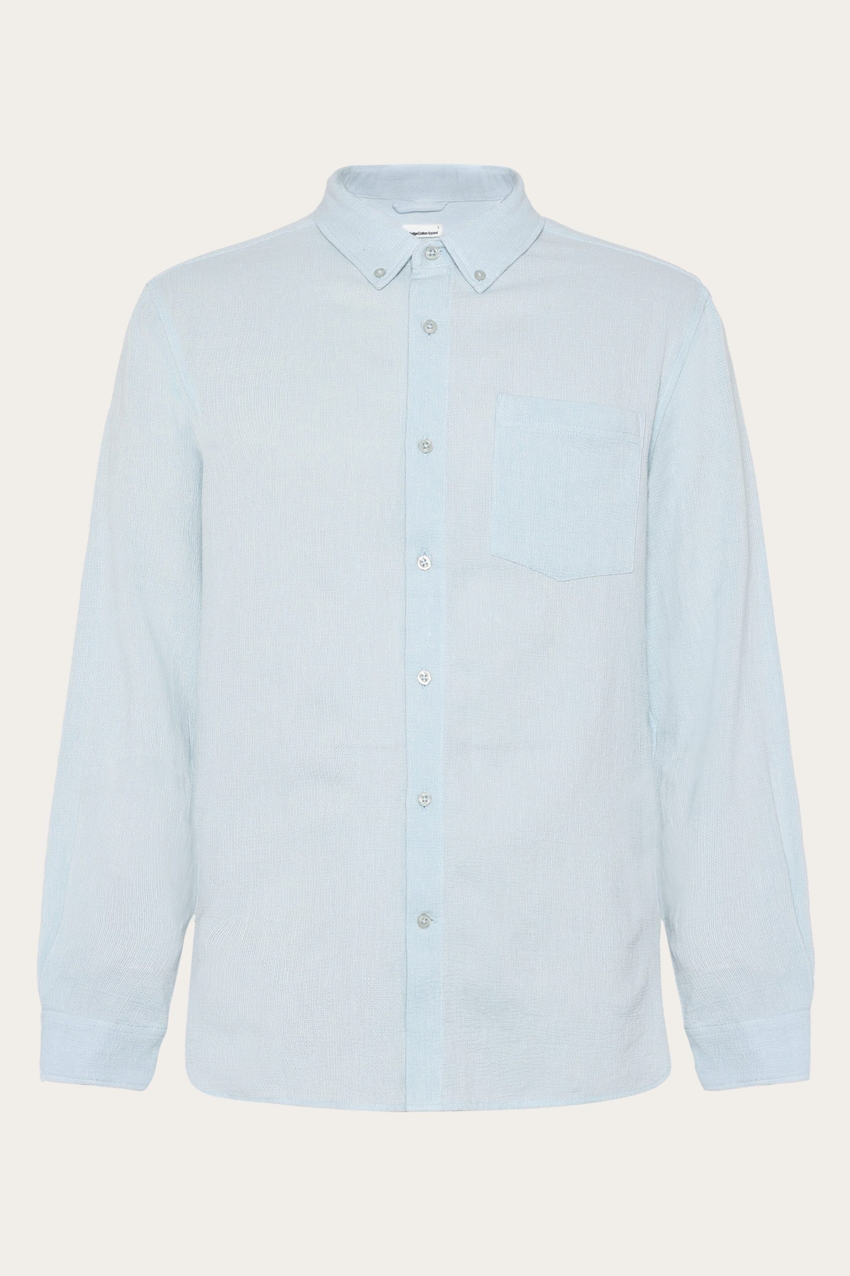 KnowledgeCotton Apparel Herren vegan Hemd Struktur Skyway Hellblau