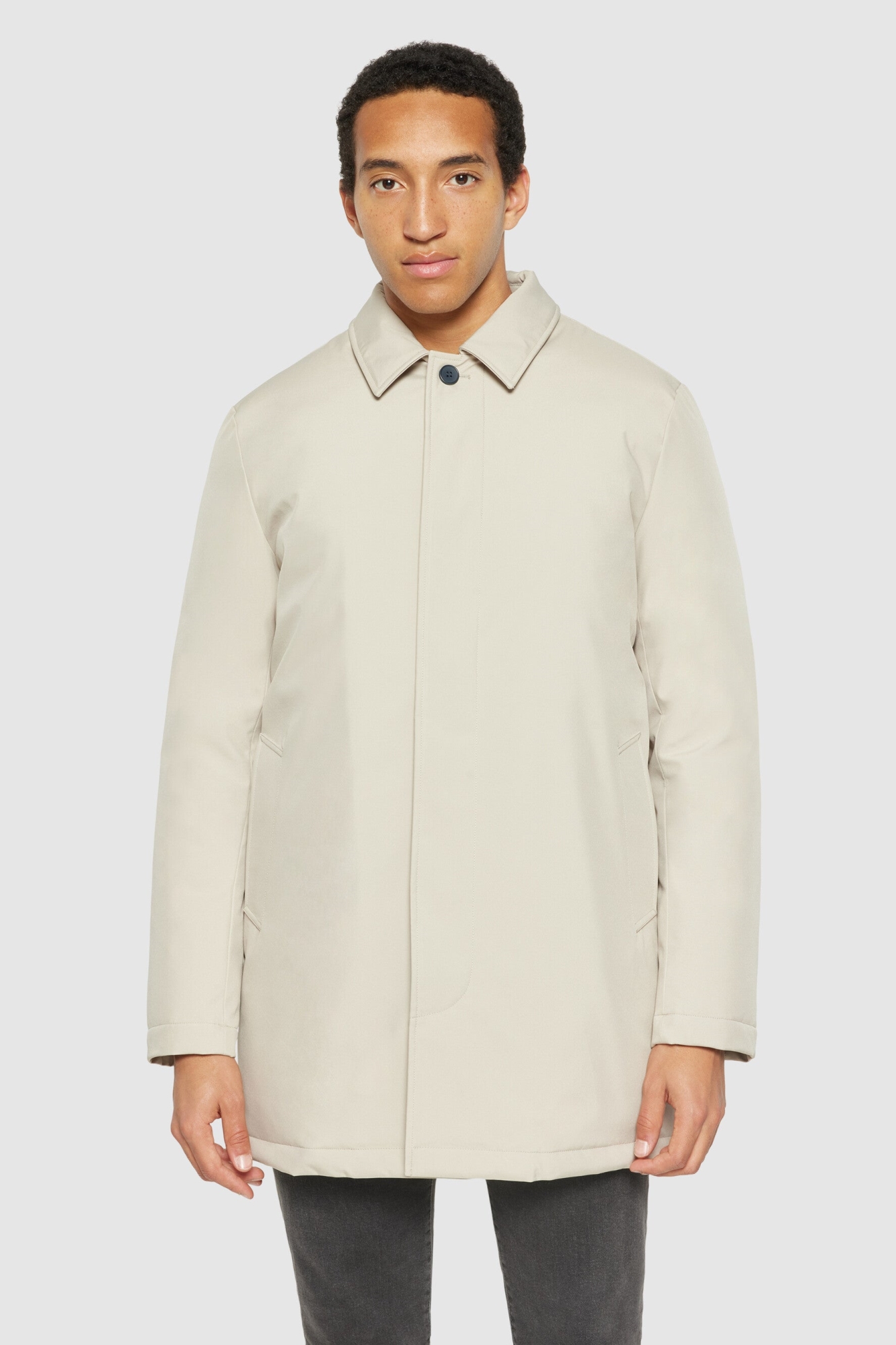 KnowledgeCotton Apparel Herren vegan Jacke Auto Mantel Klima Shell Light Feather Gray