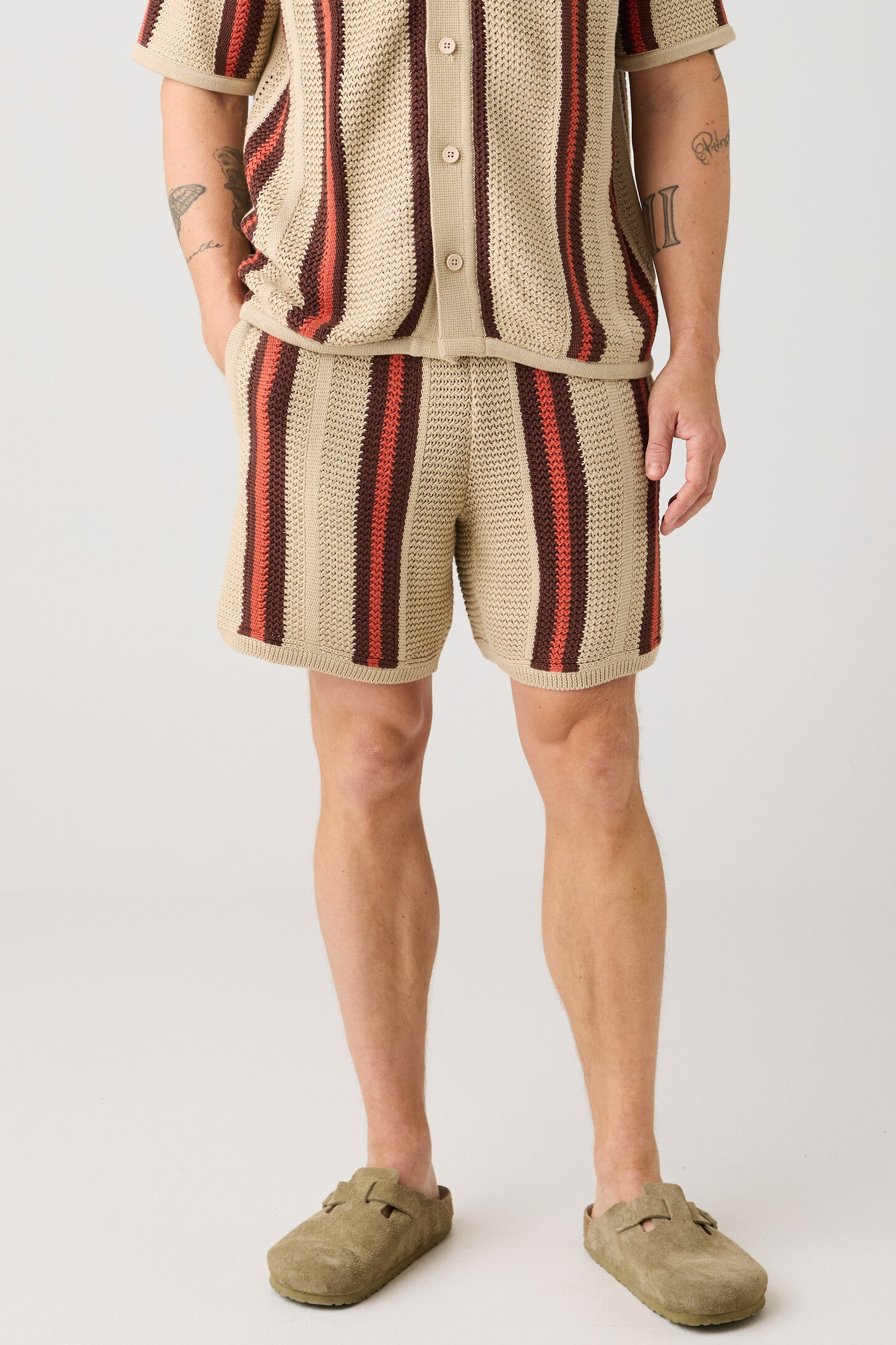 KnowledgeCotton Apparel Herren vegan Strickshorts Fig Loose Rot