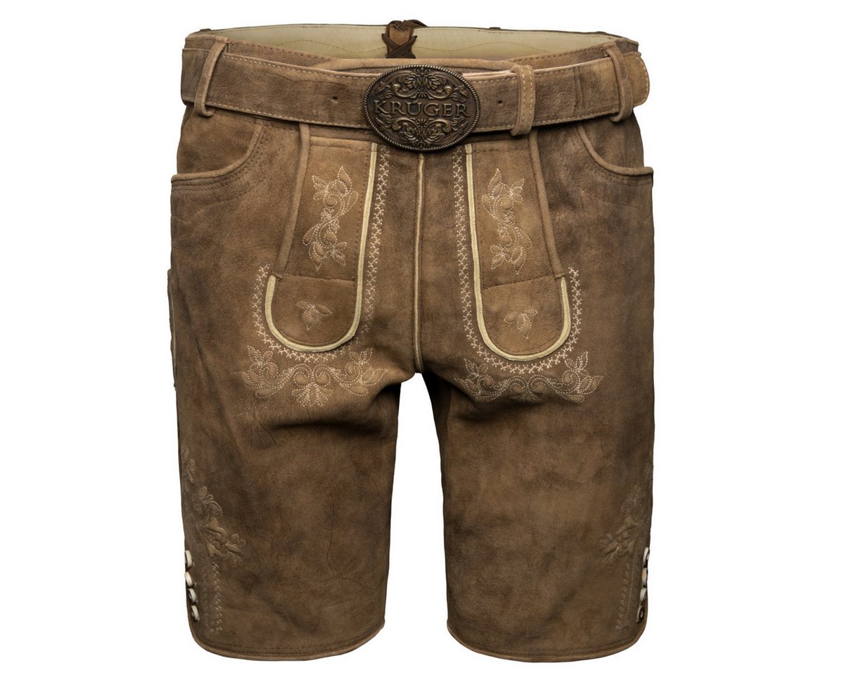 Krüger Trachtenlederhose Roberto mit Gürtel Herren (1-tlg) Trachtenlederhose, Trachtenhose, Bayerische Lederhose, Oktoberfest
