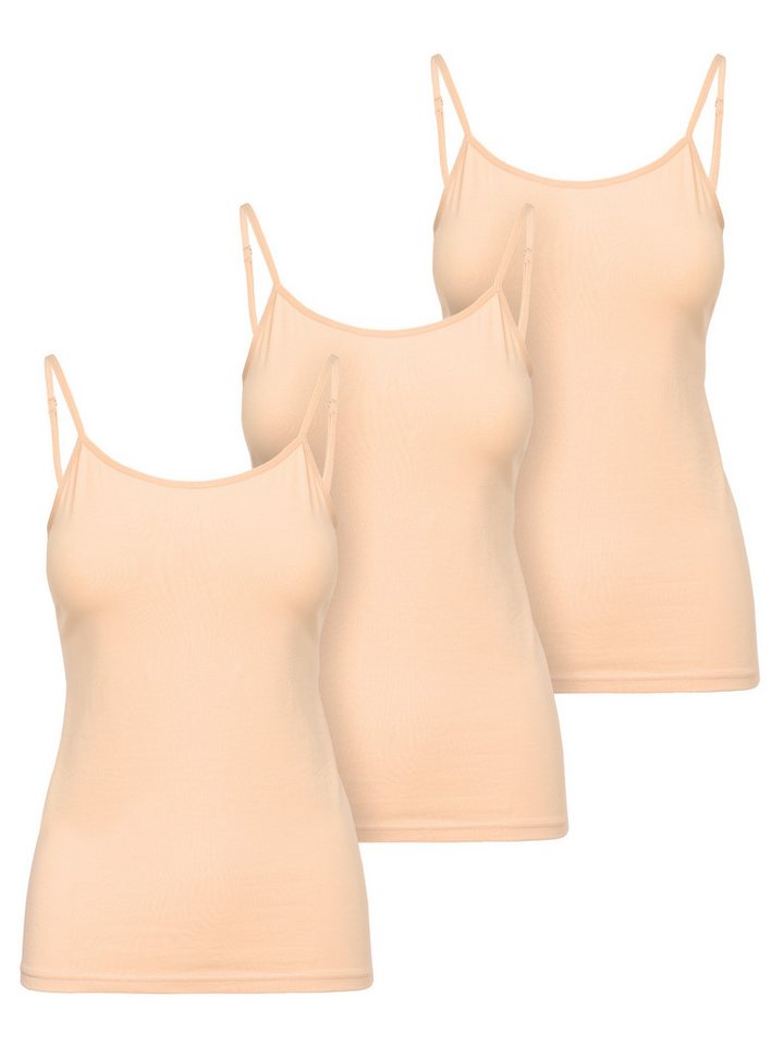 Ladeheid Unterhemd Trägertop Damen Spaghetti Top Set 3 Stück LA40-263 (Set, 3er-Pack)