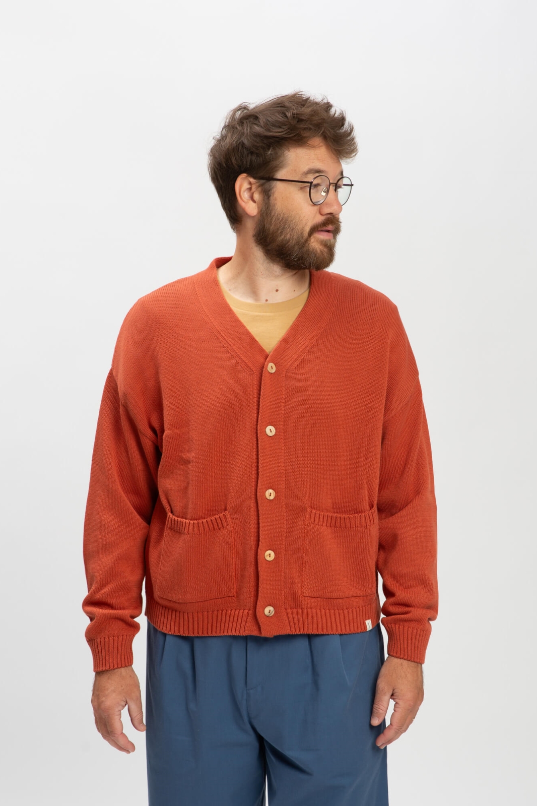 MATONA Herren vegan Strickjacke Relaxed Magma Rot