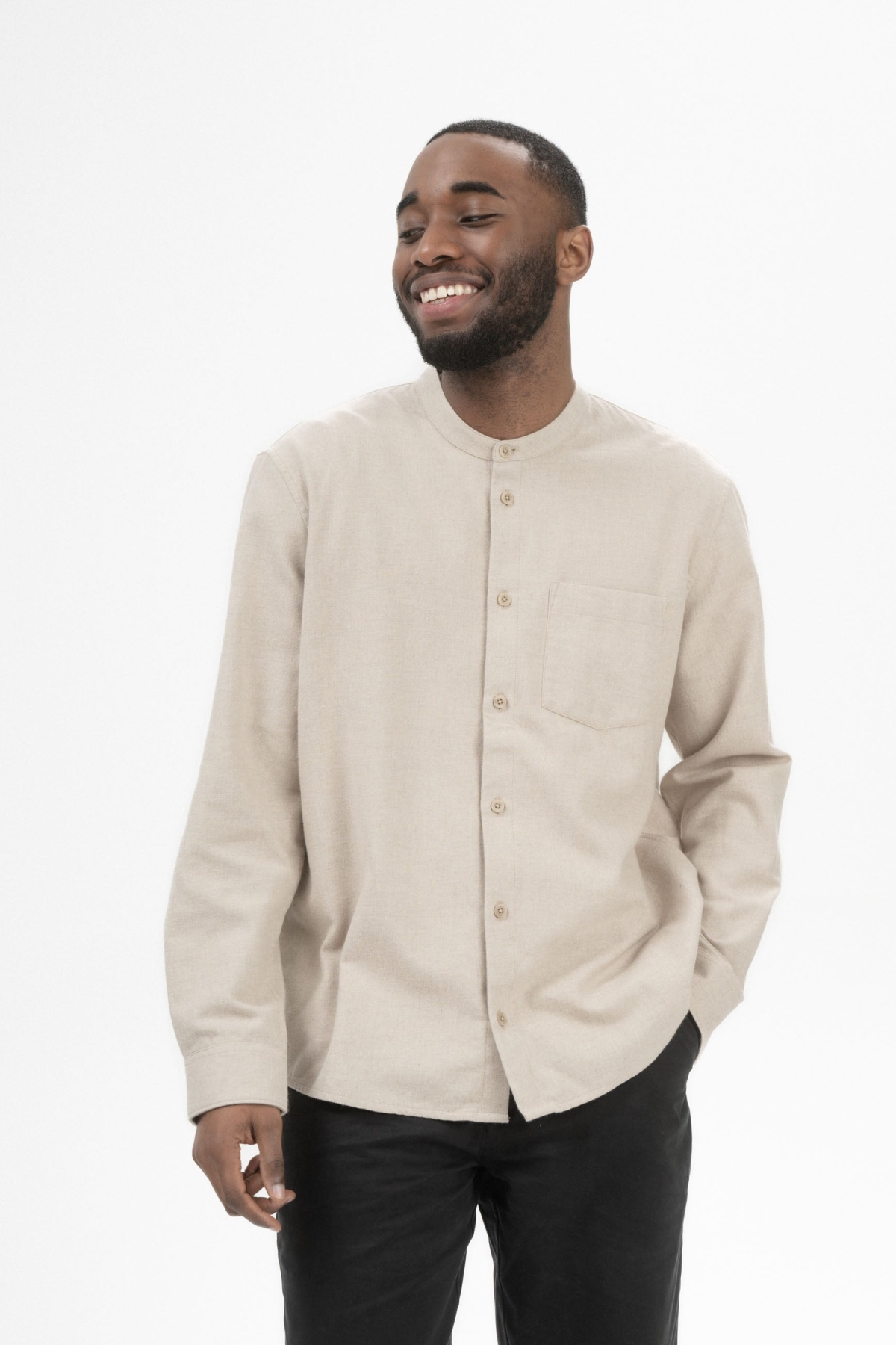 MELA Herren vegan Hemd Flanell Jhalak Birch Melange