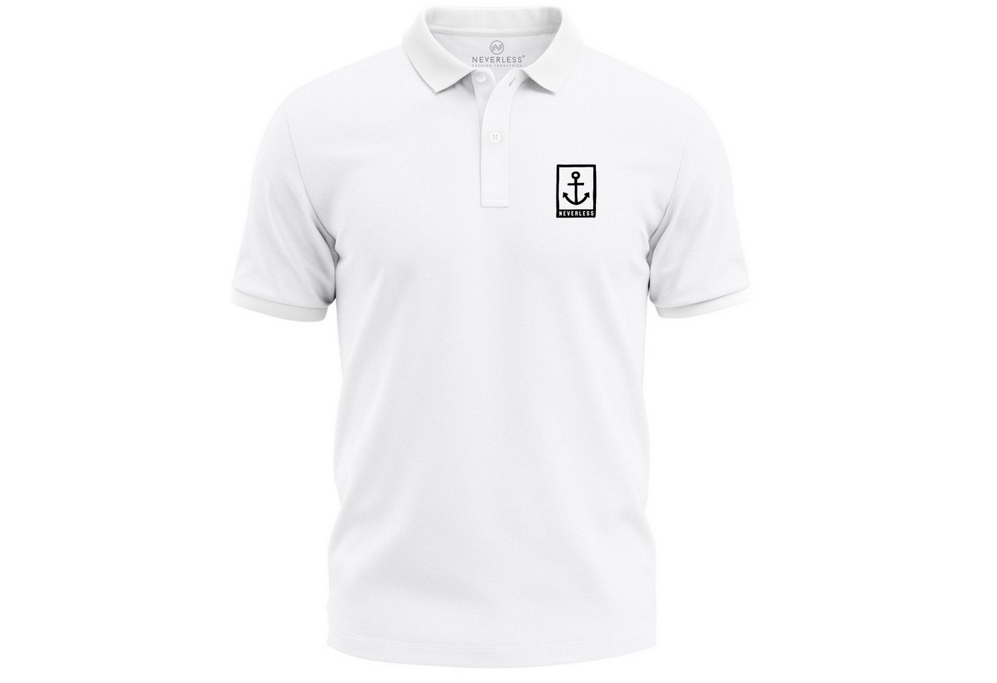 Neverless Poloshirt Neverless® Poloshirt Herren mit Anker-Aufdruck - Kurzarm Polohemd aus mit Print