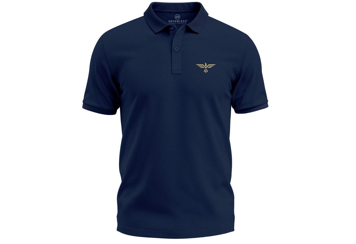 Neverless Poloshirt Poloshirt Herren mit Aufdruck Adler Flügel Logo - Kurzarm Polo mit Print