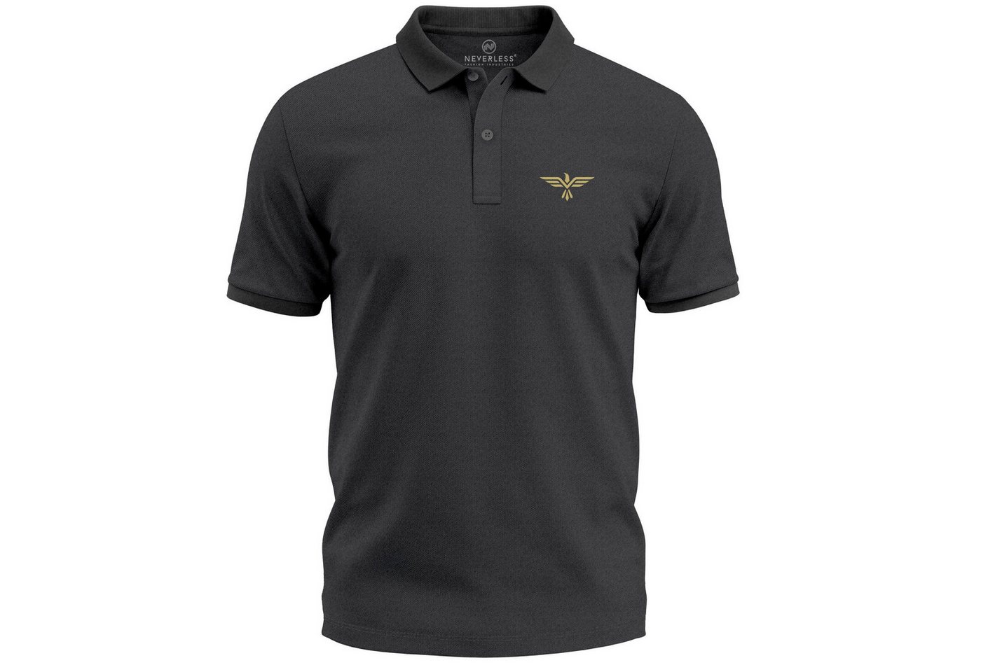 Neverless Poloshirt Poloshirt Herren mit Aufdruck Adler Flügel Logo - Kurzarm Polo mit Print