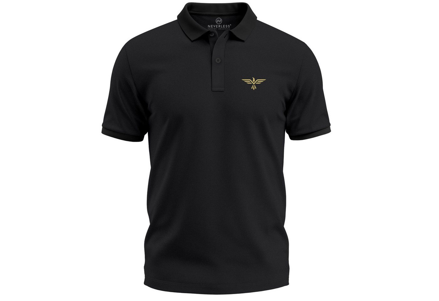 Neverless Poloshirt Poloshirt Herren mit Aufdruck Adler Flügel Logo - Kurzarm Polo mit Print
