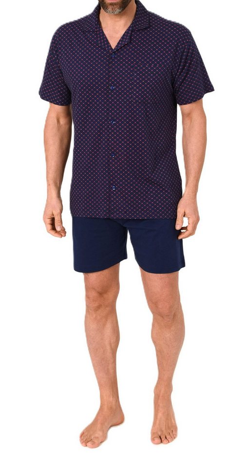 Normann Pyjama Herren Kurzarm Schlafanzug Shorty zum durchknöpfen, auch in Übergröße