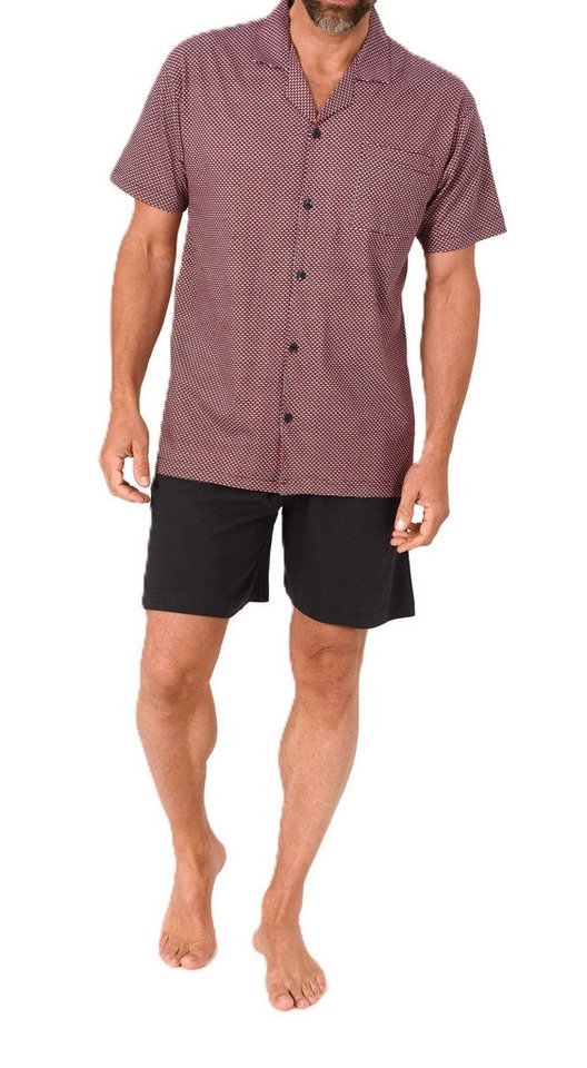 Normann Pyjama Herren Kurzarm Schlafanzug Shorty zum durchknöpfen, auch in Übergröße